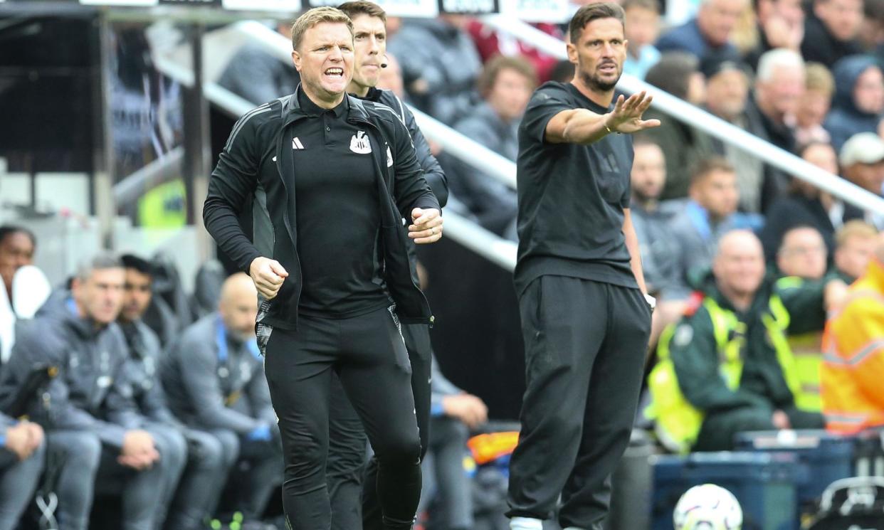 <span>Eddie Howe on the touchline during the game against Tottenham at the start of September.</span><span>Photograph: Bruce White/Colorsport/Shutterstock</span>