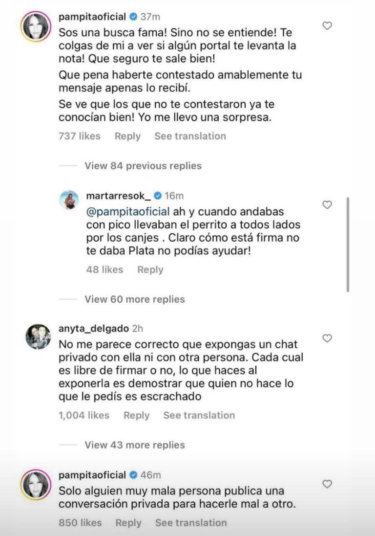 La picante respuesta de Pampita al "escracho" de Mar Tarres