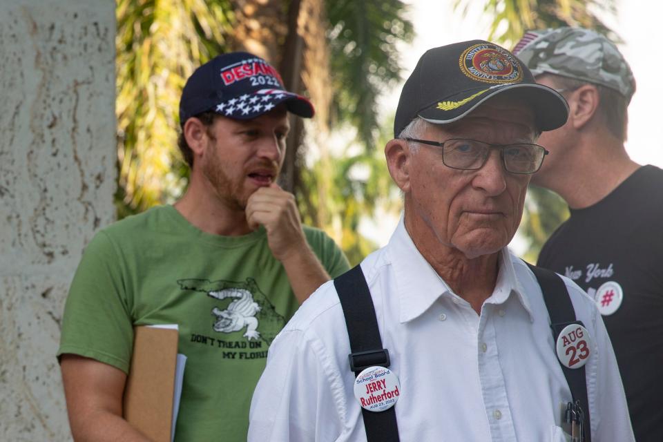 In this file photo, Jerry Rutherford of Naples reacts before a Naples City Council workshop session, Monday, Aug. 15, 2022, at Naples City Hall in Naples, Fla. Supporters and opposers of the drag show at the Naples Pride Festival in July spoke during public comments.