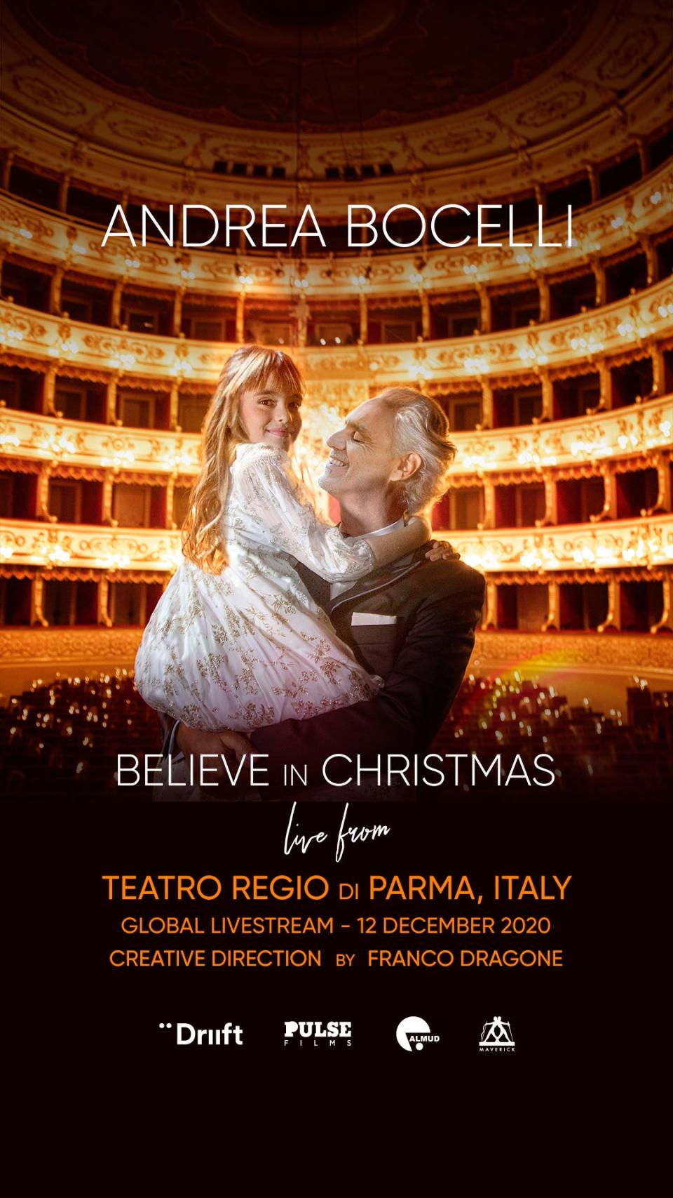 <p>Andrea Bocelli performing at the Teatro Regio opera house will be Driift’s first international production </p>Driift