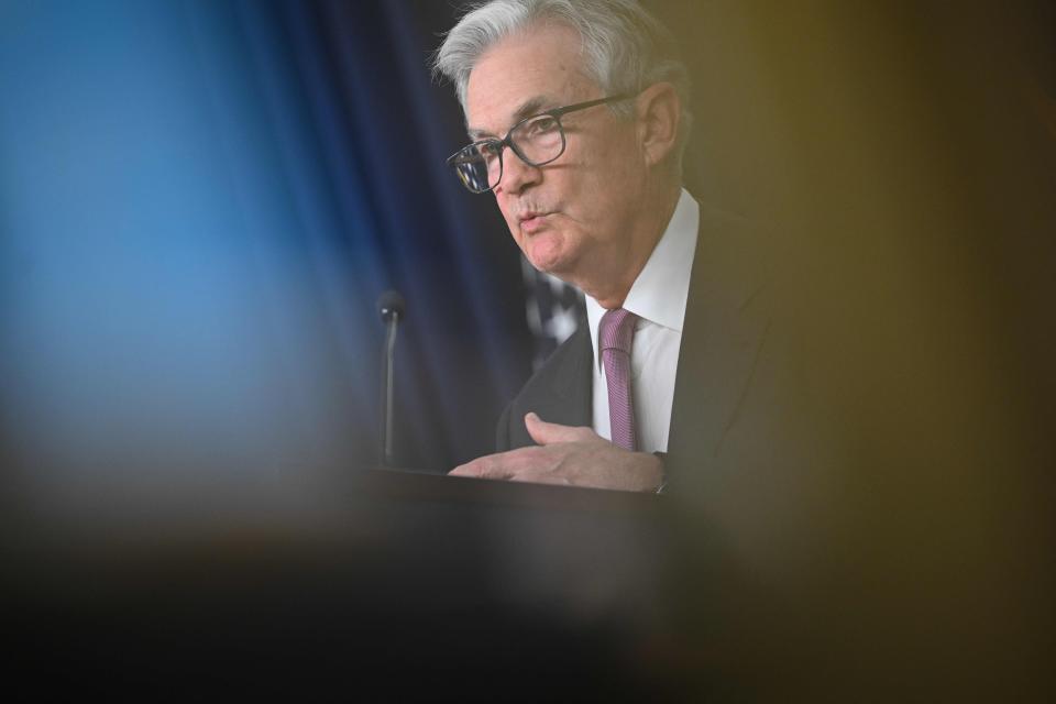 Federal Reserve Board Chairman Jerome Powell speaks during a news conference following the Federal Open Market Committee meeting, at the Federal Reserve in Washington, DC, on June 14, 2023. The US Federal Reserve voted Wednesday to pause its aggressive campaign of interest rate hikes despite 