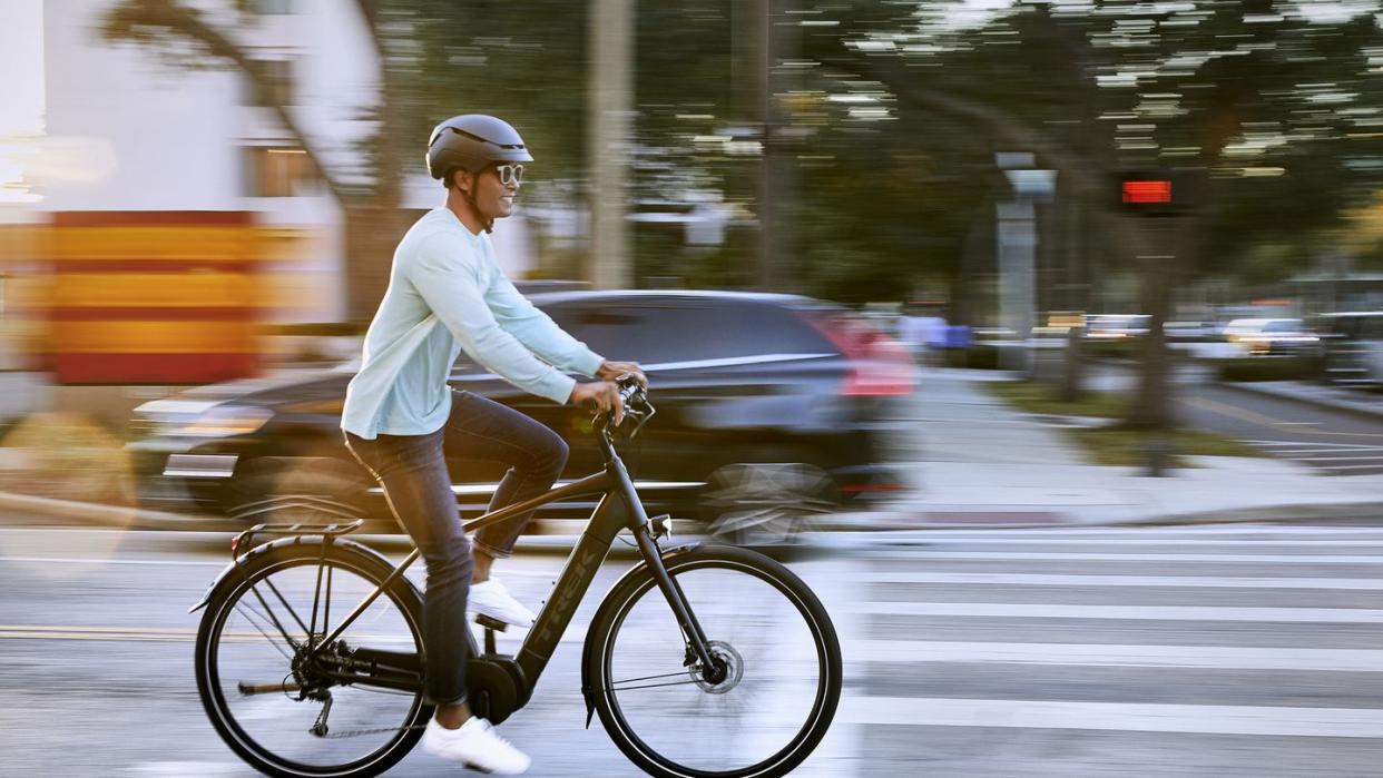 man riding hybrid