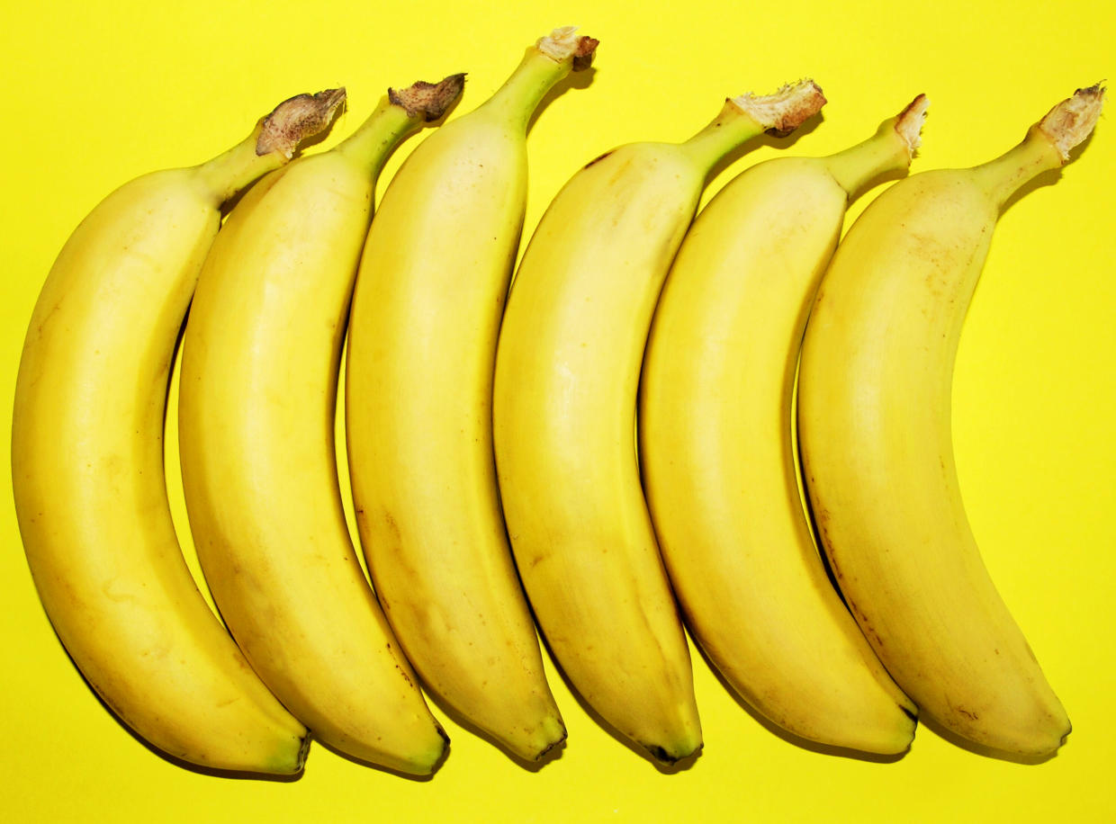 Bananas on yellow
