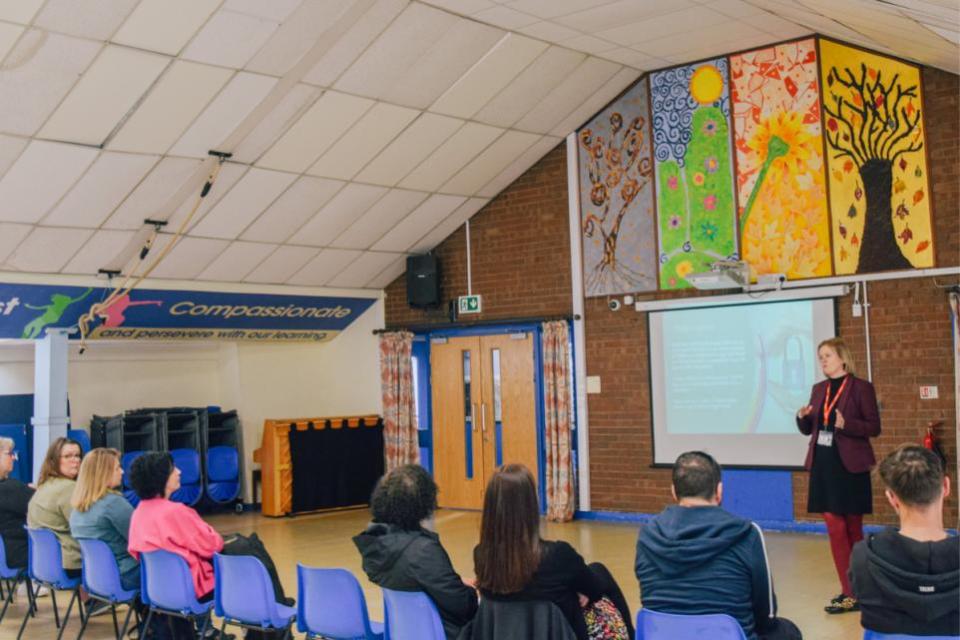 Warrington Guardian: The first presentation was given to parents at Gorse Covet Primary School