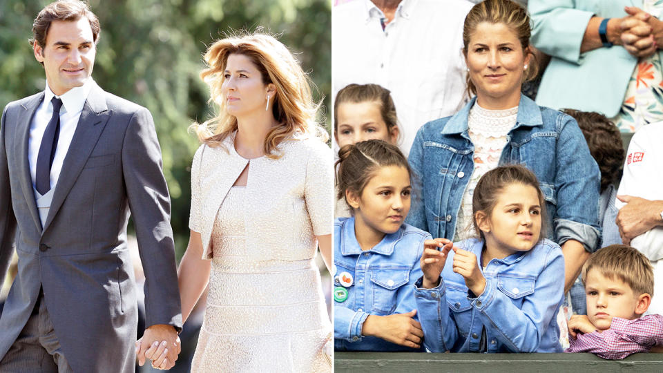 Roger Federer, pictured here with wife Mirka and their children.