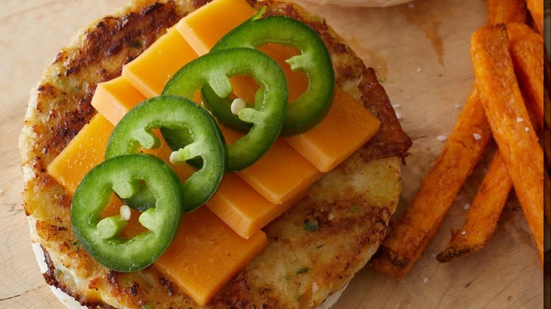 chicken patty with sliced cheese