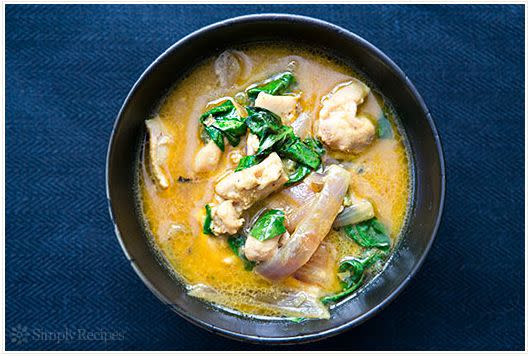 <strong>Get the <a href="http://www.simplyrecipes.com/recipes/basil_chicken_in_coconut_curry_sauce/" target="_blank">Basil Chicken in Coconut Curry Sauce recipe</a> from Simply Recipes</strong>