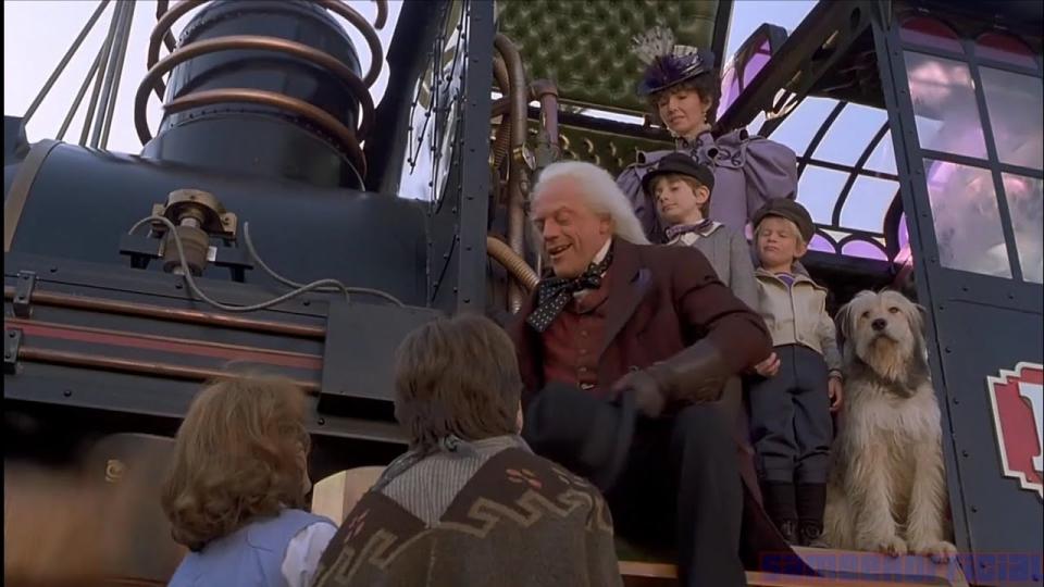 Doc Brown bids farewell to Marty McFly at the end of 'Back to the Future Part III'. (Credit: Universal)