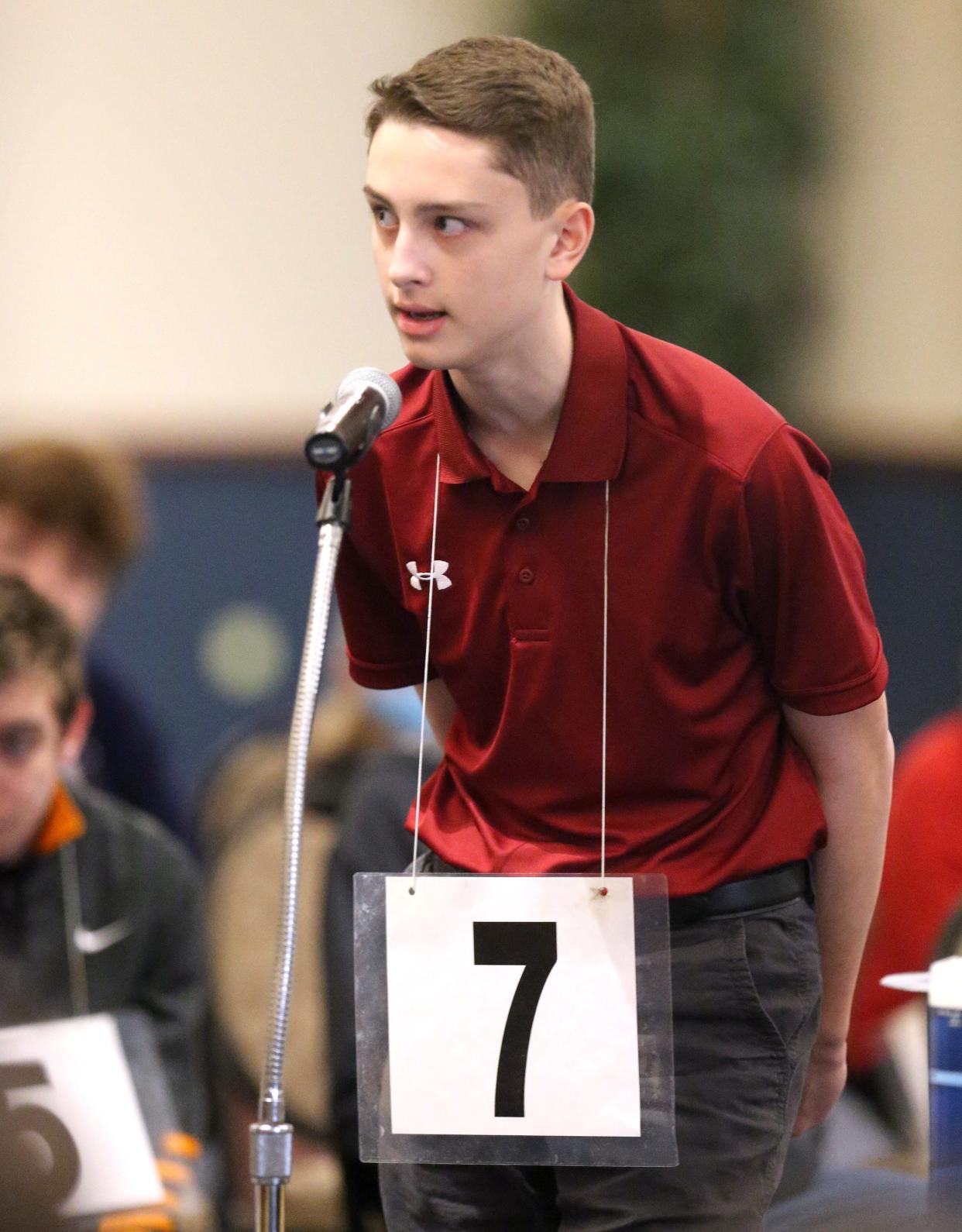 The 78th annual Canton Repository Regional Final Spelling Bee will be Saturday, March 16, 2024, at Kent State University at Stark. The champion of the 77th annual event in 2023, Bryce Beckley of Dover Middle School, is seen here while taking part in the Rep's 2022 spelling bee. Beckley won't be part of this year's event, because he's aged out of the competition.