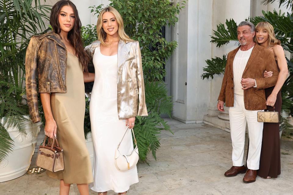 SAN MARINO, CALIFORNIA - OCTOBER 13: (L-R) Sistine Stallone, Sophia Stallone, Sylvester Stallone and Jennifer Flavin attend the Ralph Lauren SS23 Runway Show at The Huntington Library, Art Collections, and Botanical Gardens on October 13, 2022 in San Marino, California. (Photo by Amy Sussman/Getty Images)