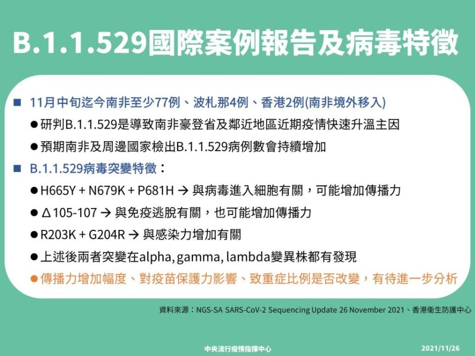 新型變異株現蹤，很可能取代Delta變異株的主導地位。（圖／指揮中心提供）