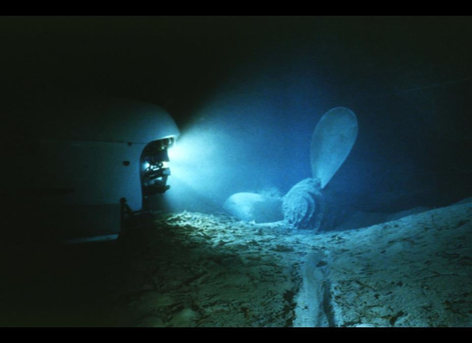 This September 12, 2008 image provided by RMS Titanic, Inc., shows one of the propellers of the RMS Titanic on the ocean floor during an expedition to the site of the tragedy. 