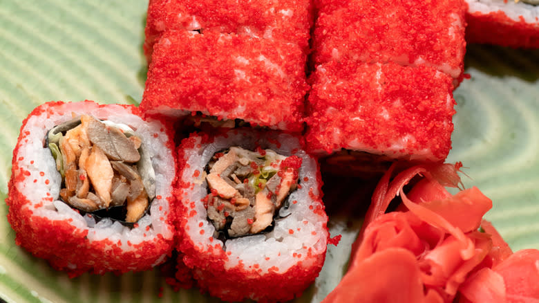 sushi rolls with masago