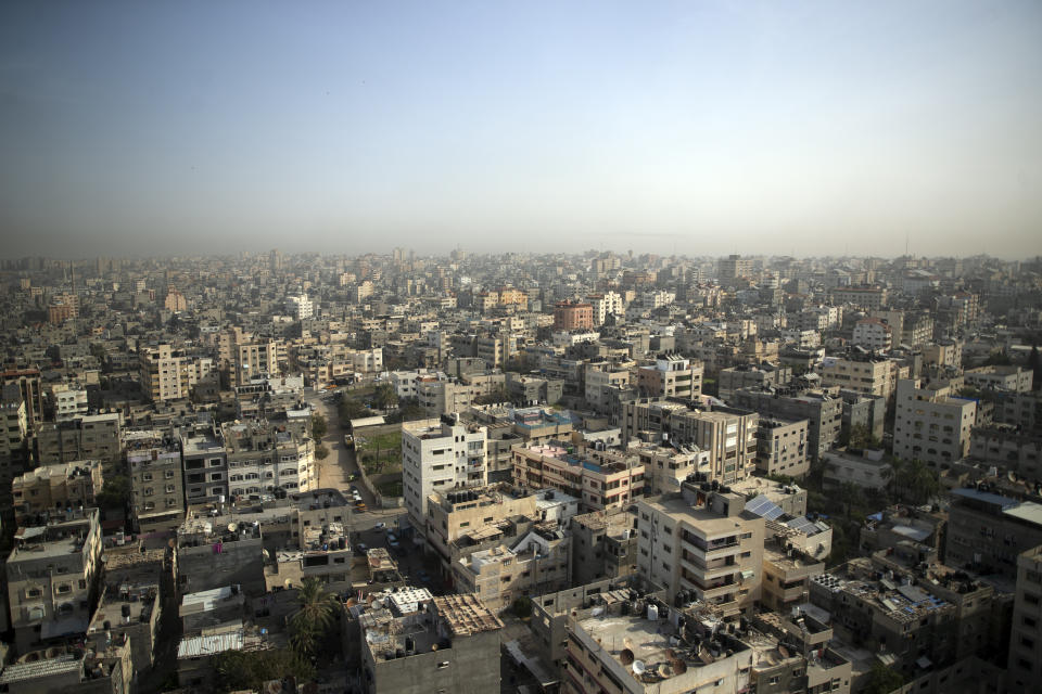 A general vuew of Gaza City is seen Sunday, Dec. 12, 2021. Gaza’s Hamas rulers collect millions of dollars a month in taxes and customs at a crossing on the Egyptian border – providing a valuable source of income that helps it sustain a government and powerful armed wing. After surviving four wars and a nearly 15-year blockade, Hamas has become more resilient and Israel has been forced to accept that its sworn enemy is here to stay. (AP Photo/ Khalil Hamra)