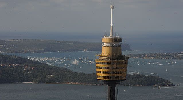 Skywalk is an open-air, glass-floored platform encircling the 268-metre Sydney Tower. Source: AAP, stock