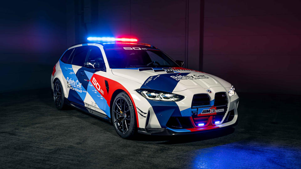 BMW’s M3 Touring MotoGP Safety Car made its world premiere. - Credit: Philipp Blanz, courtesy of BMW.