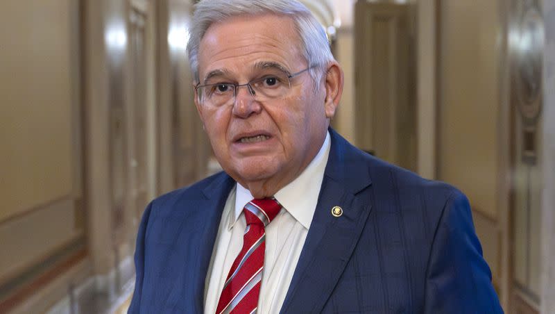 Sen. Bob Menendez, D-N.J., departs the Senate floor in the Capitol on Sept. 28, 2023, in Washington. Menendez introduced a member of the Qatari royal family and principal in a company with ties to the government of Qatar to a New Jersey businessman, a rewritten indictment alleged on Jan. 2, 2024.