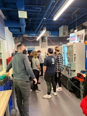 Eighth-grade students tour the Engineering Maker Space at the R.W. Creteau Regional Technology Center.