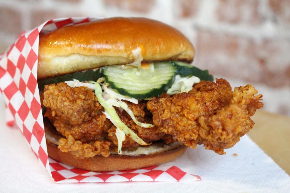 The fried chicken sandwich at Monroe's Hot Chicken in downtown Phoenix.