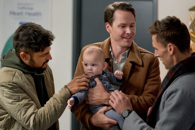 Ricardo Hubbs/Hallmark Media From left: Tyler Hynes, Paul Campbell and Andrew Walker in 'Three Wise Men and a Baby'