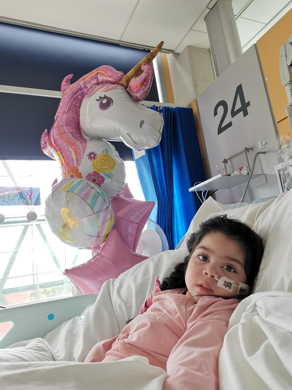 September 2021: Sophia at Evelina London Children’s Hospital after DBS. (Image provided by the Chauhan family)
