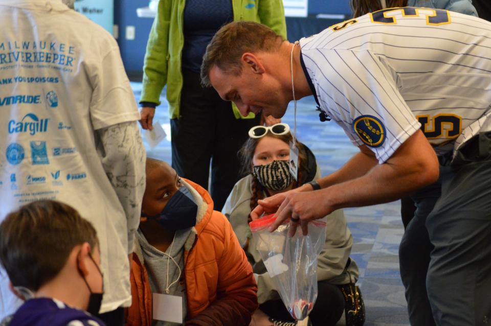 On May 3, Milwaukee Brewers pitcher Brent Suter played a game with local students at American Family Field who participated in the “Waste Free Crew," an educational initiative that provides local educators instructive modules for students to learn and discuss environmentally-friendly practices.