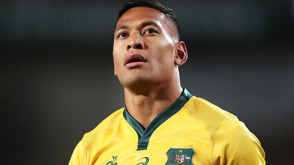 Israel Folau, pictured here in action for the Wallabies in 2018.