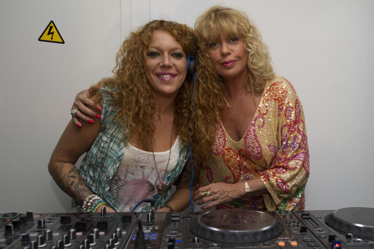 MARBELLA, SPAIN - JUNE 30:  Barbara Rey (R) attends the performance of Sofia Cristo as DJ (L) on June 30, 2012 in Marbella, Spain.  (Photo by Europa Press/Europa Press via Getty Images)