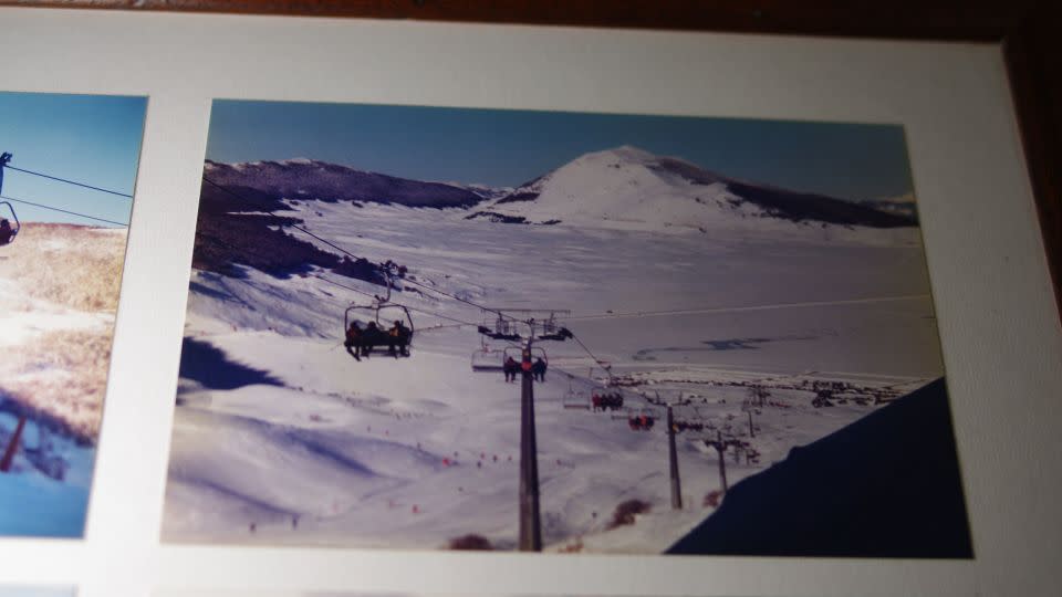 An old photograph showing a typical snow season. In the 1980s and 1990s, Campo Felice had no need for artificial snow at all. - Fiona Sibbett/CNN