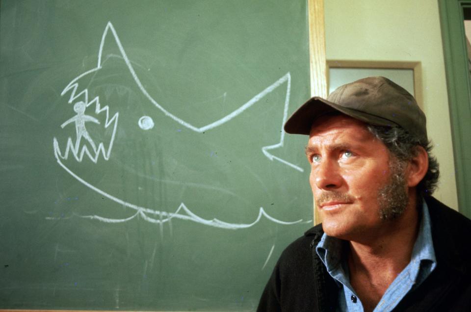 Robert Shaw in a scene from the 1975 thriller "Jaws."