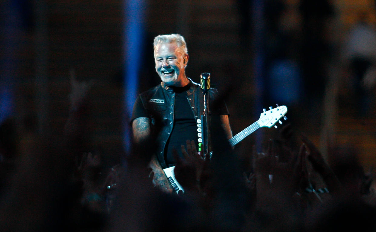  James Hetfield of Metallica performs live on stage at Olympiastadion on May 24, 2024 in Munich, Germany. 