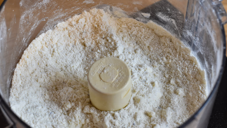 pulsing scone dough in processor