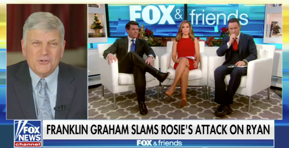 <em>Fox and Friends</em> spent a segment discussing a Rosie O’Donnell tweet. (Photo: Fox News)