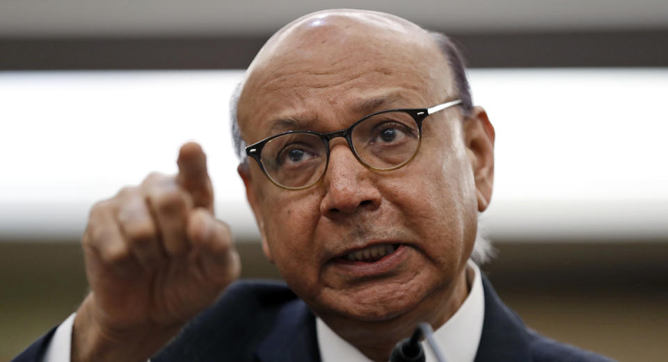 Khizr Khan, a Pakistani-American lawyer and gold star father, speaks on Capitol Hill in Washington, Thursday, Feb. 2, 2017, during a House Democratic forum on President Donald Trump's executive order on immigration.  (AP Photo/Alex Brandon)