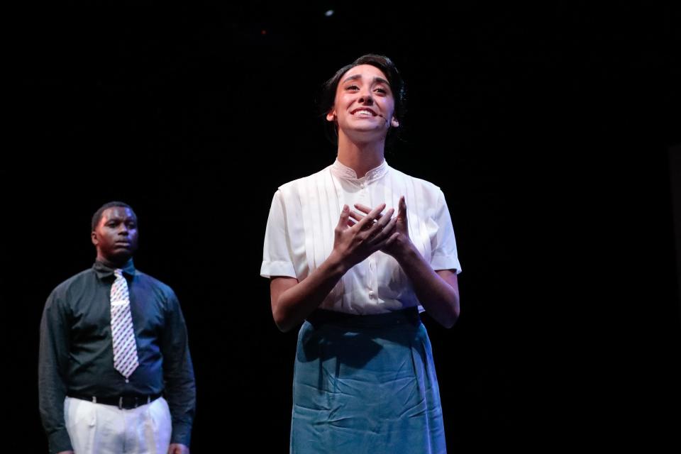 Brian L. Boyd as Sky Masterson and Kirstin Angelina Henry as Sarah Brown in the Westcoast Black Theatre Troupe production of “Guys and Dolls.”