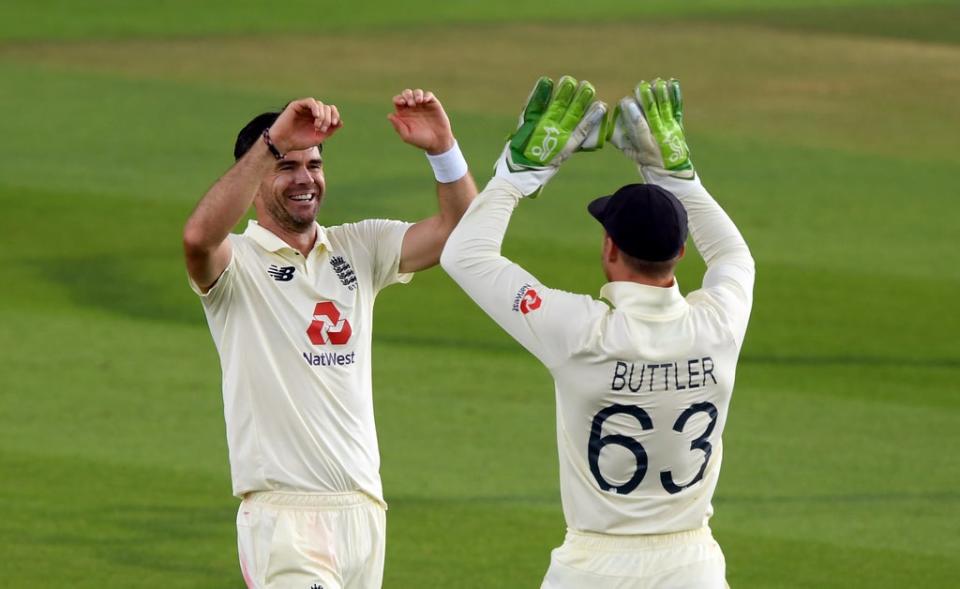 Jos Buttler (right) is sure James Anderson (left) will be a big factor in the Ashes (Stu Forster/Pool) (PA Archive)