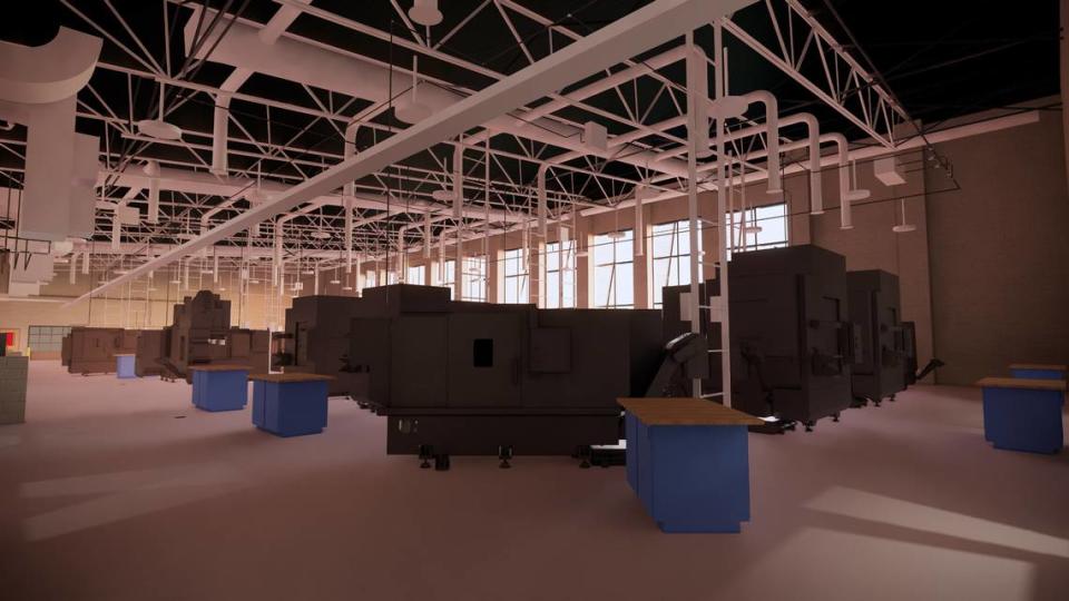 This is an artist’s rendering of the interior of the manufacturing training academy being built at Southwestern Illinois College in Belleville.