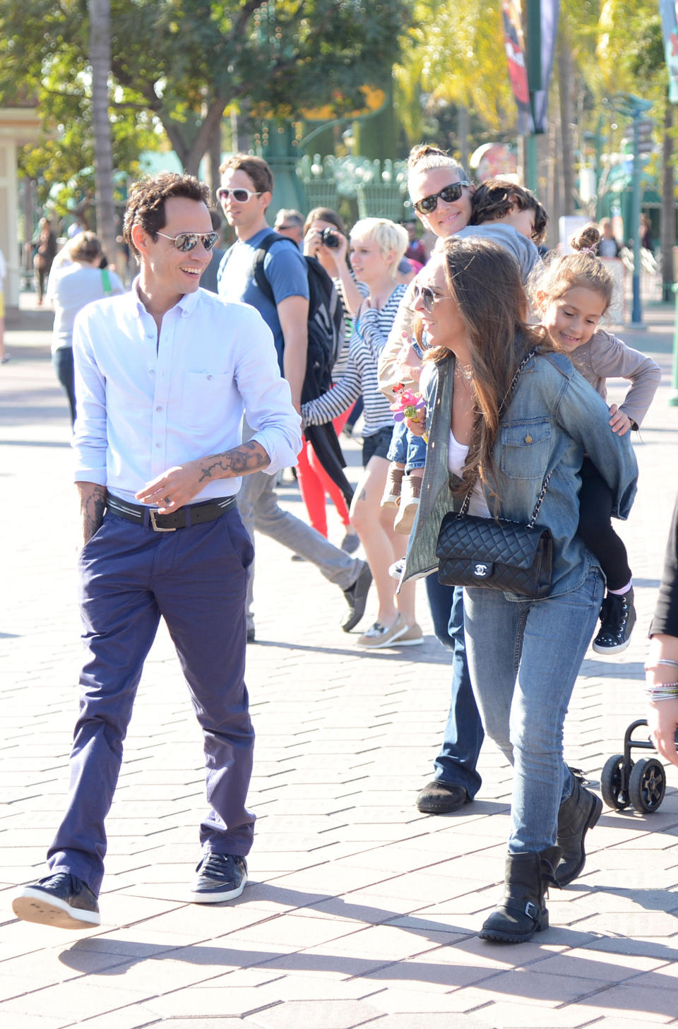 Marc Anthony with his twins Max and Emme and Mark's new girlfriend Chloe Green sighting at Disneyland February 26, 2013 in Anaheim, California.  (Jason Merritt / FilmMagic)