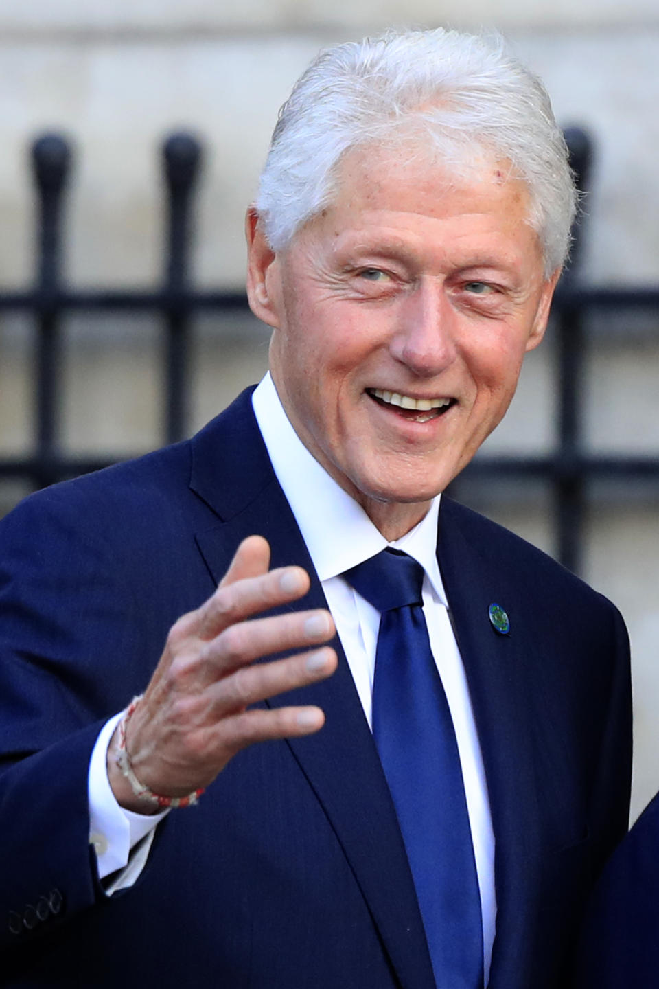 Former U.S. President Bill Clinton arrives at Saint Sulpice church in Paris, Monday, Sept. 30, 2019. (AP Photo/Michel Euler)