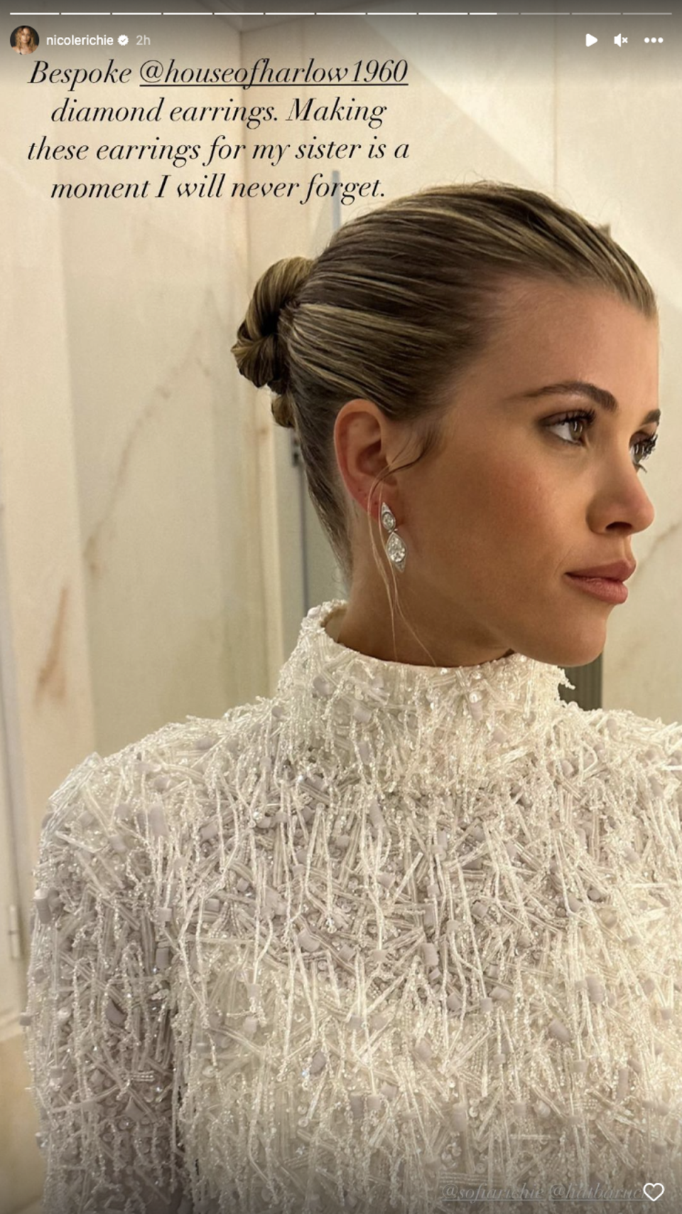 Sofia Richie wears earrings from sister Nicole’s brand for wedding (Instagram / Nicole Richie)