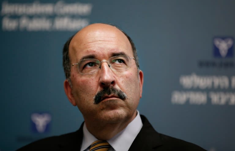 Israeli Foreign Ministry director general Dore Gold delivers a speech in Jerusalem on June 1, 2015, during a conference about the 50-day war in Gaza in the summer of 2014