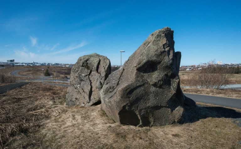 A boulder in Reykjavik, Iceland, that believers say is an elf palace