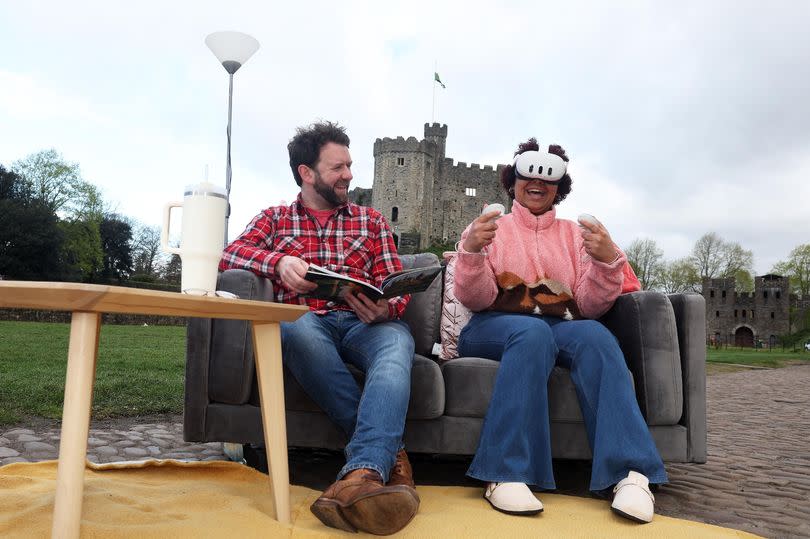 Users don VR goggles at Cardiff Castle  to view the Wales Metaverse