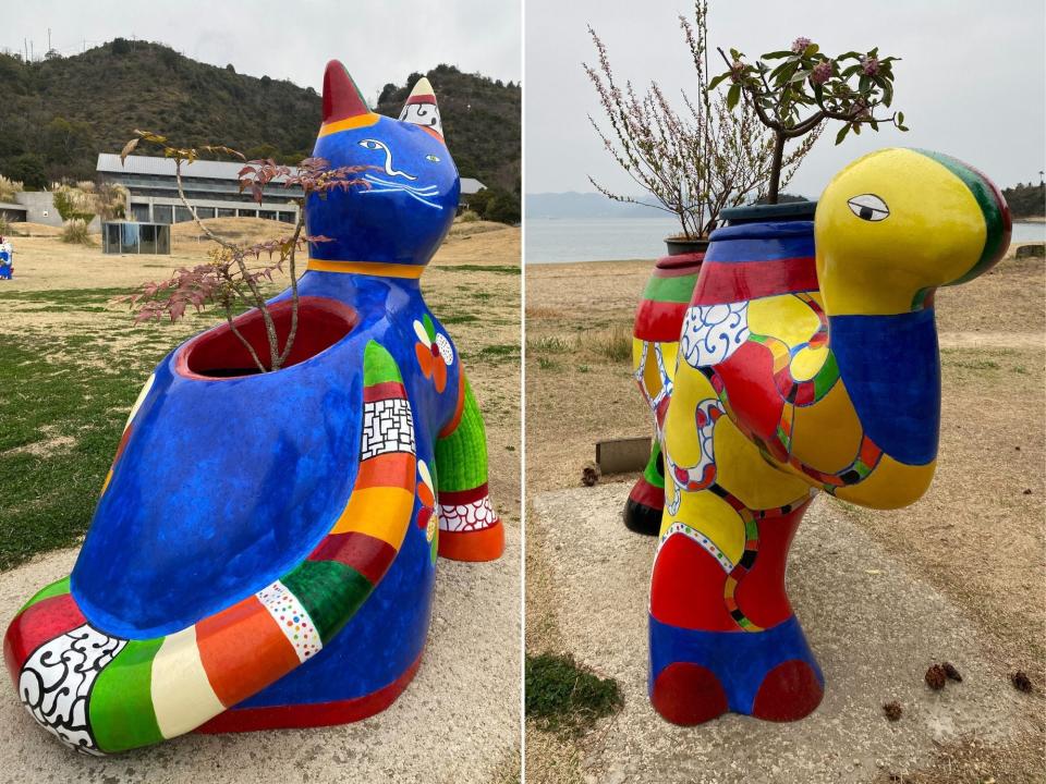 Sculpture plant holders in Naoshima, Japan, Kennedy Hill, "I Spent a Day Exploring One of Japan's Art Islands."