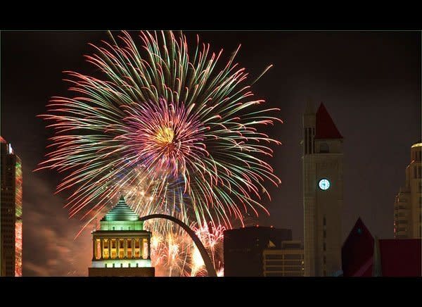 <strong>SCORE: 55</strong>    <a href="http://celebratestlouis.org/fair-saint-louis/" target="_hplink">Fair St. Louis</a> attracts half a million viewers every year for a 20-minute show that some compare to a 3-D laser show because of how the fireworks reflect off the stainless steel legs of the Gateway Arch. The show starts around 9 p.m. and the area around the arch fills up quickly, but the intense experience is worth it.    Photo: Jim Bruno/Fair St. Louis