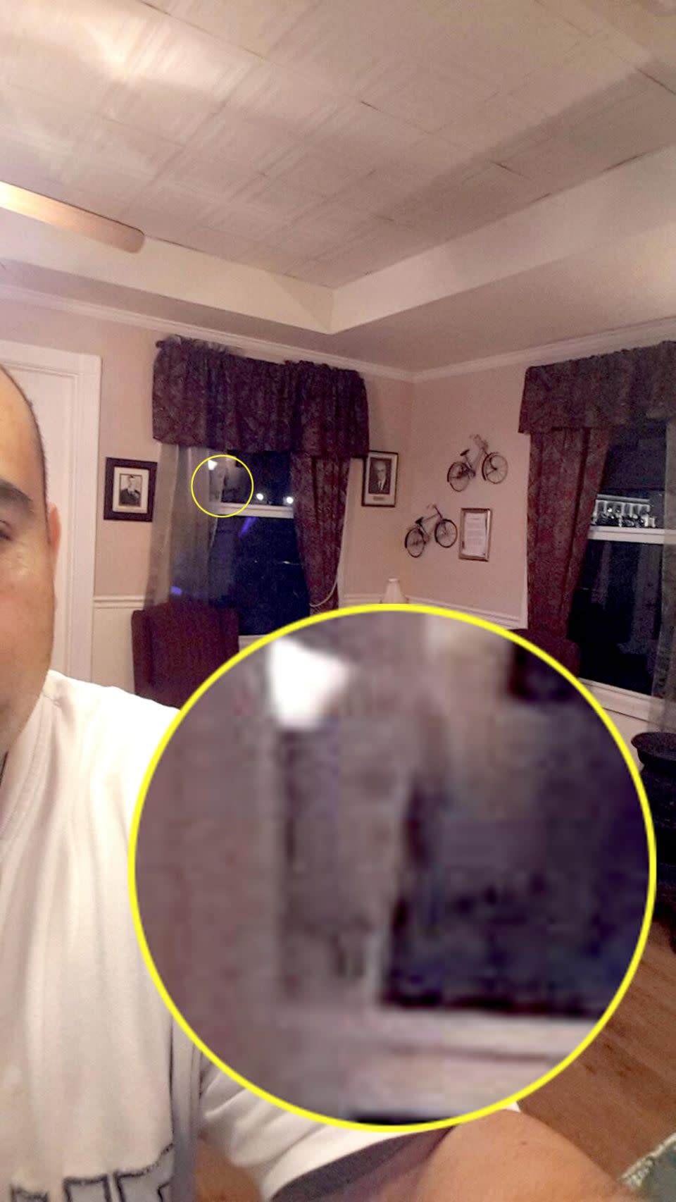 He spotted the 'ghost face' in the selfie. Photo: Caters News