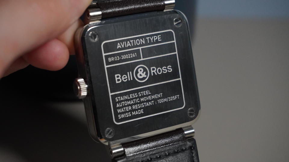 The Bell & Ross BR03 on a grey and blue background