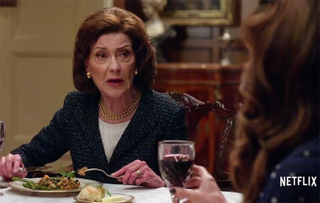 Kelly Bishop reprises her role as Emily Gilmore, the matriarch of the family. Source: Gilmore Girls/Netflix