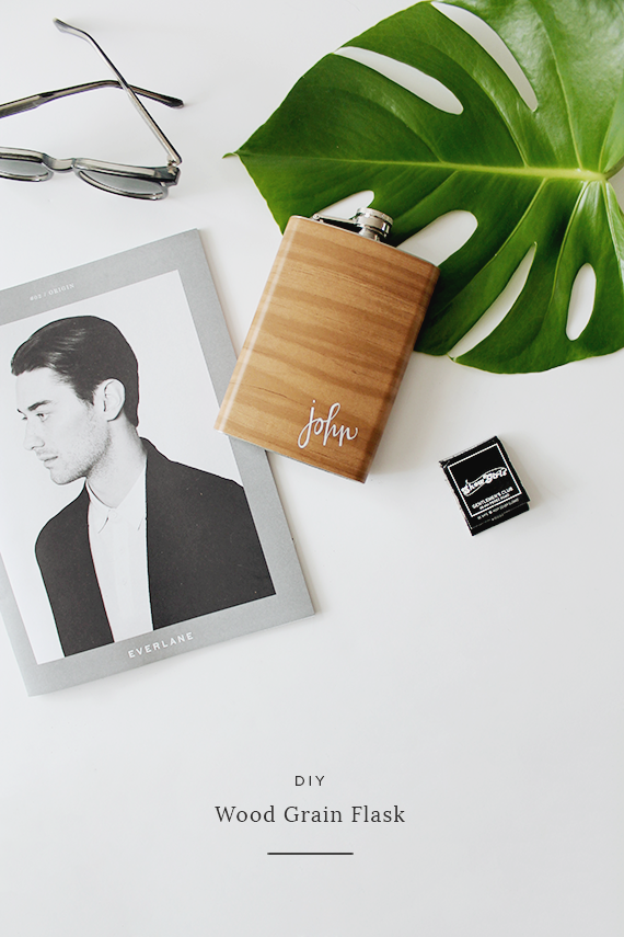 Wood Grain Personalized Flask