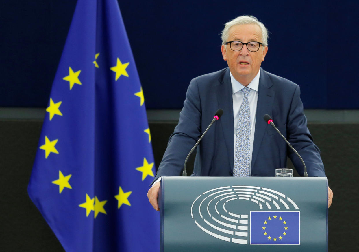 European Commission president Jean-Claude Juncker delivers his state of the union speech in Strasbourg (Reuters)